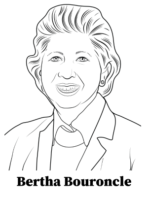 line drawing illustration of Bertha Bouroncle
