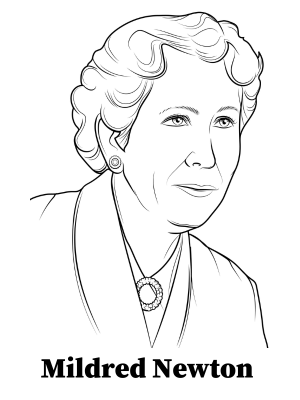 line drawing illustration of Mildred Newton