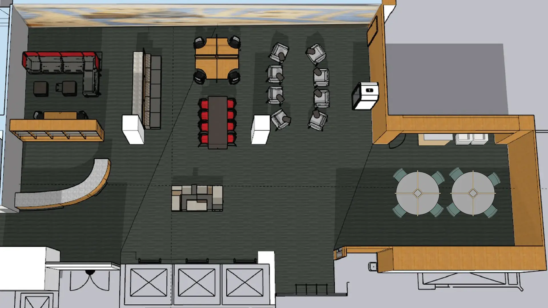 Architectural render of first floor floor plan