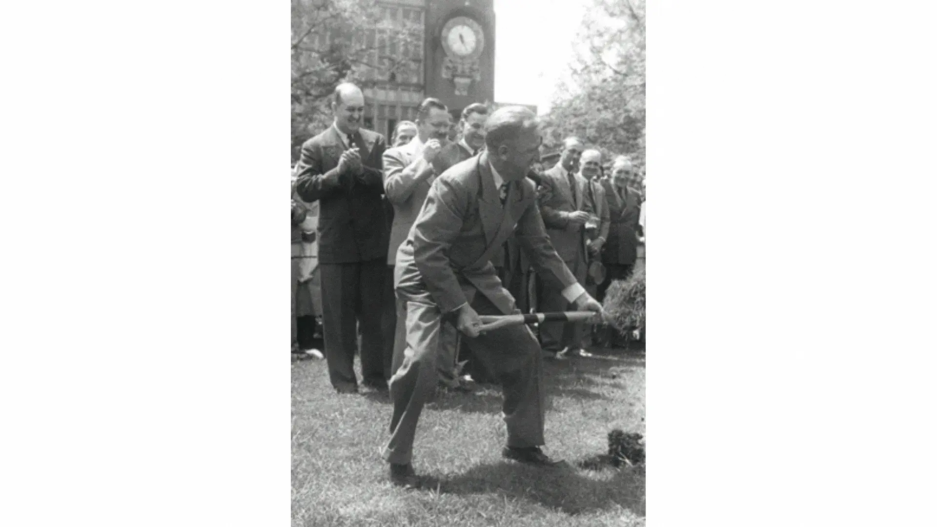 Charles Doan breaking ground on University Hospital, which would one day be named Doan Hall after him.