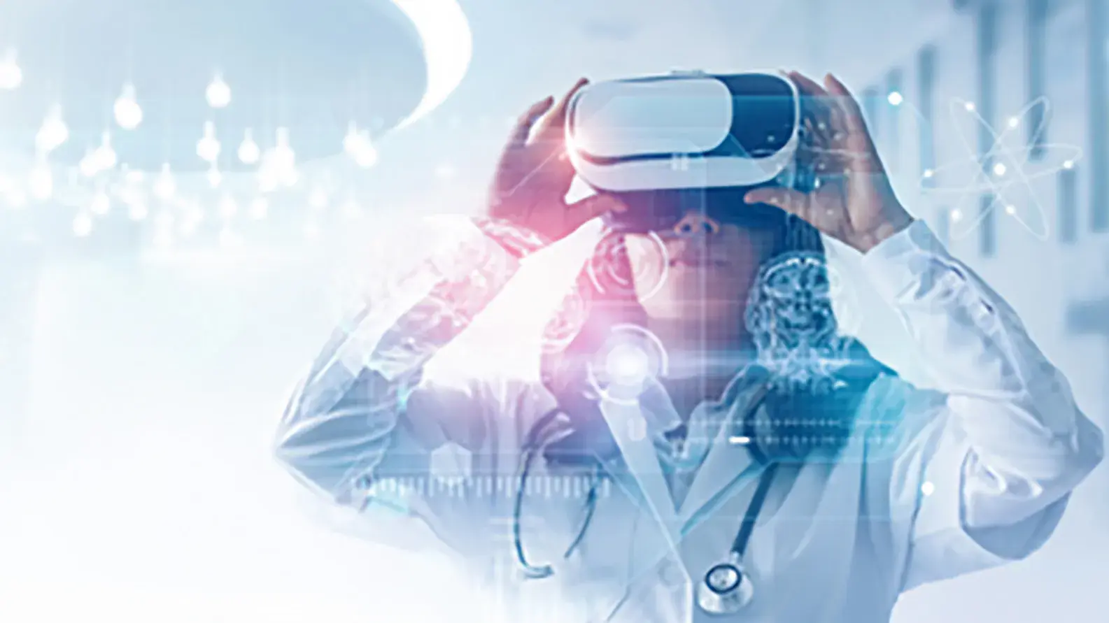 female doctor using an augmented reality headset