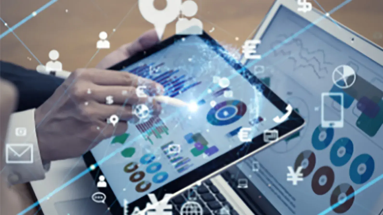 a person using complex technology on a tablet 