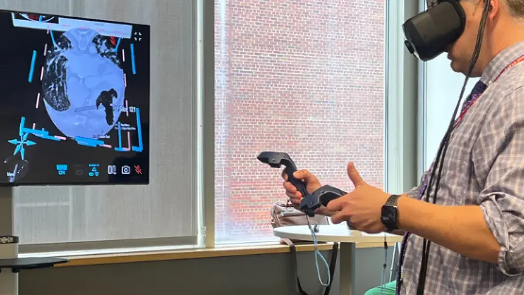 Man interacting with VR