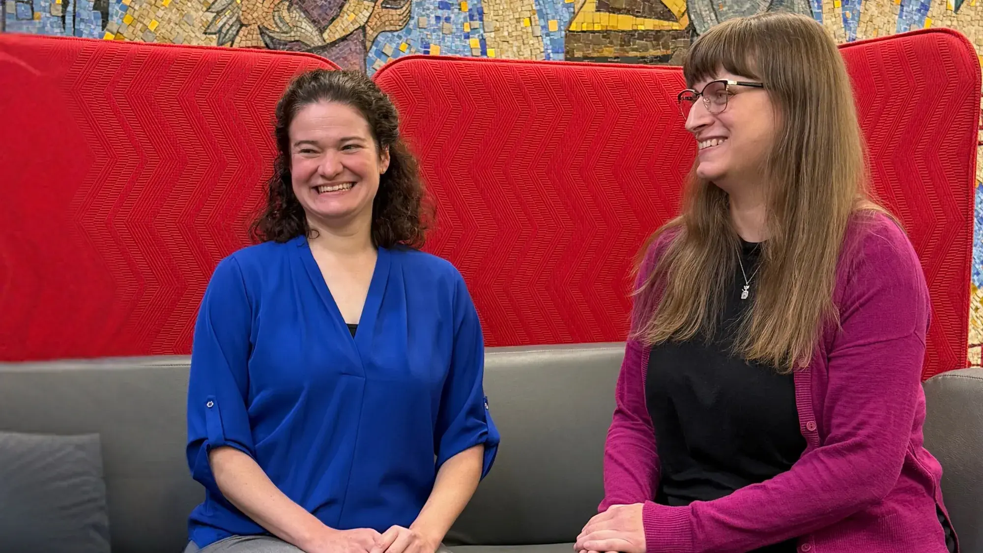 Liaison Librarians Katie Blocksidge and Anna Biszaha pictured smiling.