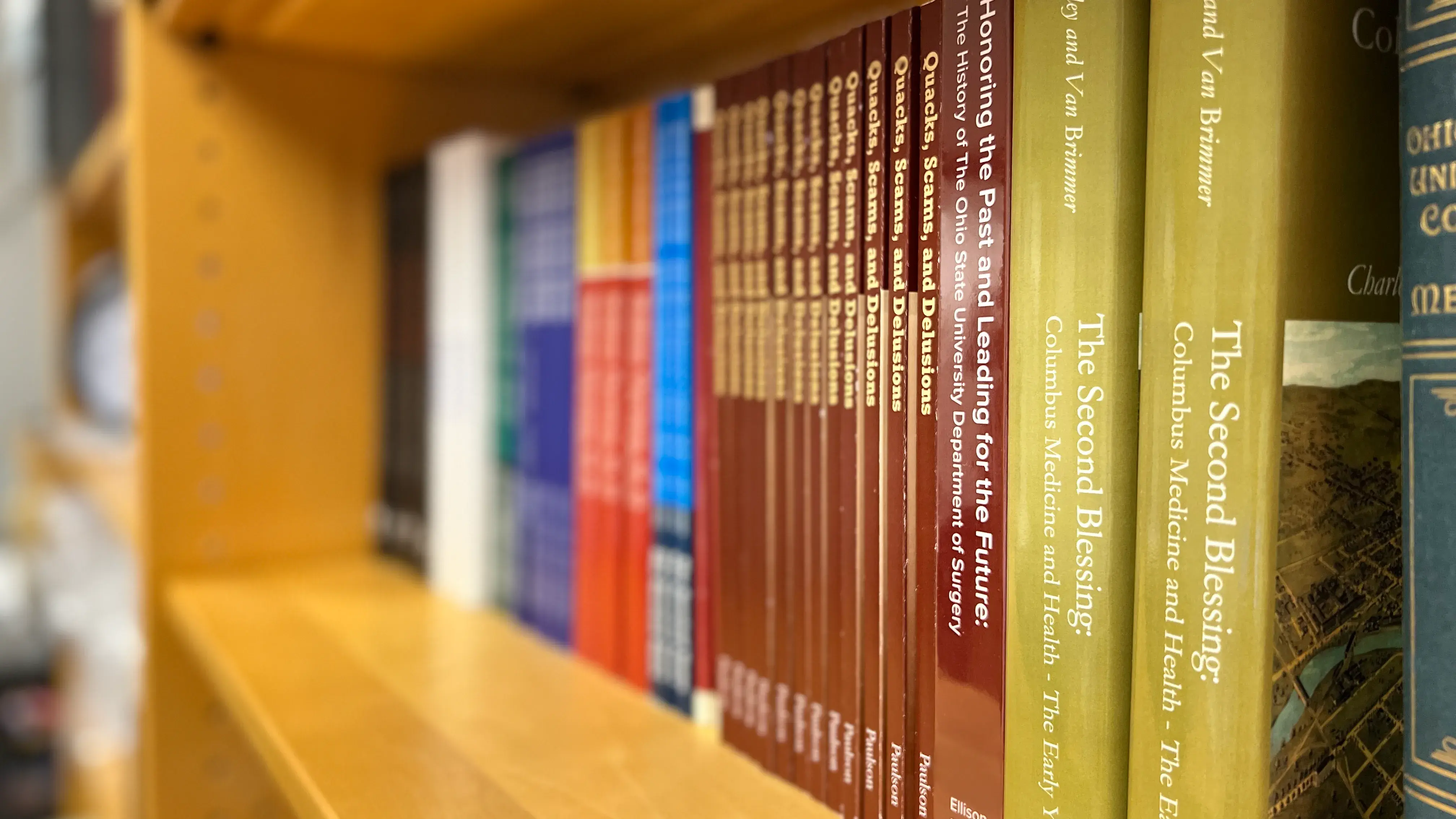 A bookshelf with books