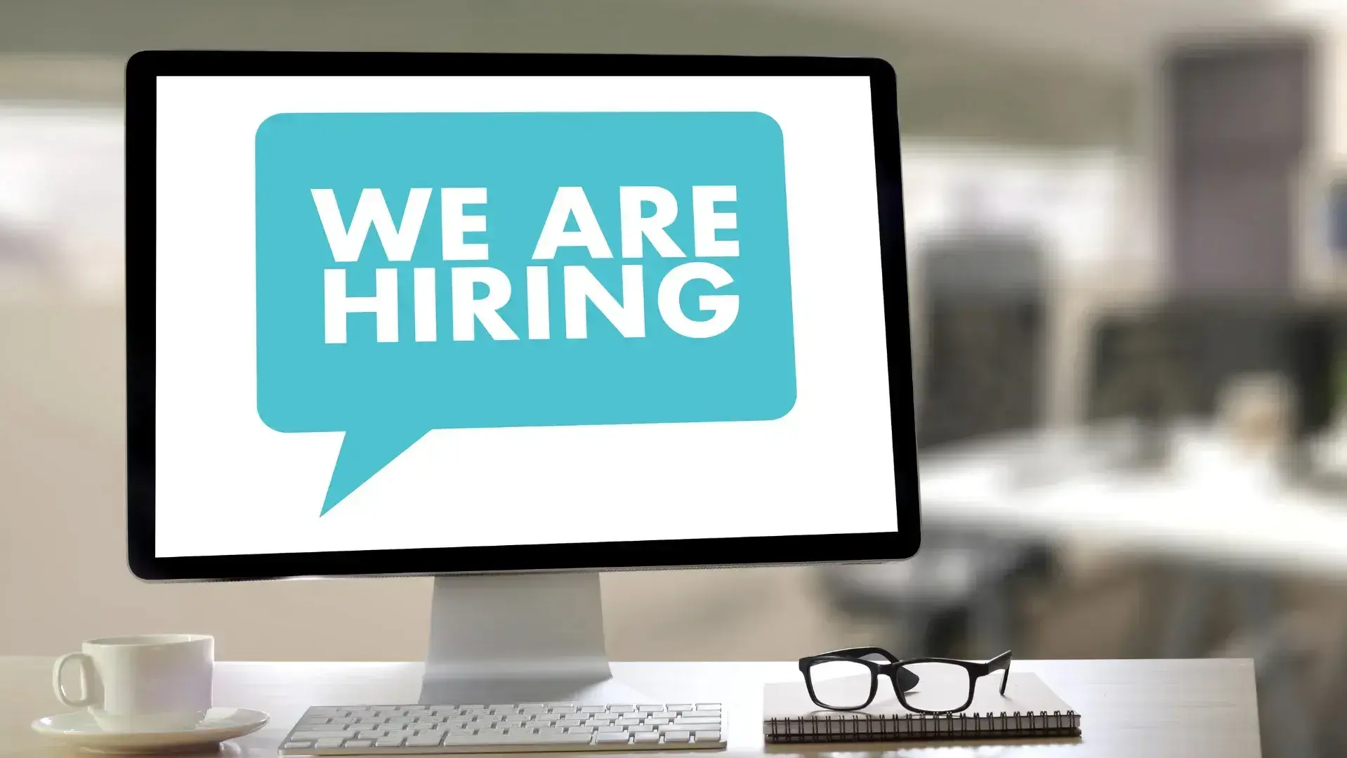 A computer screen that says We are Hiring