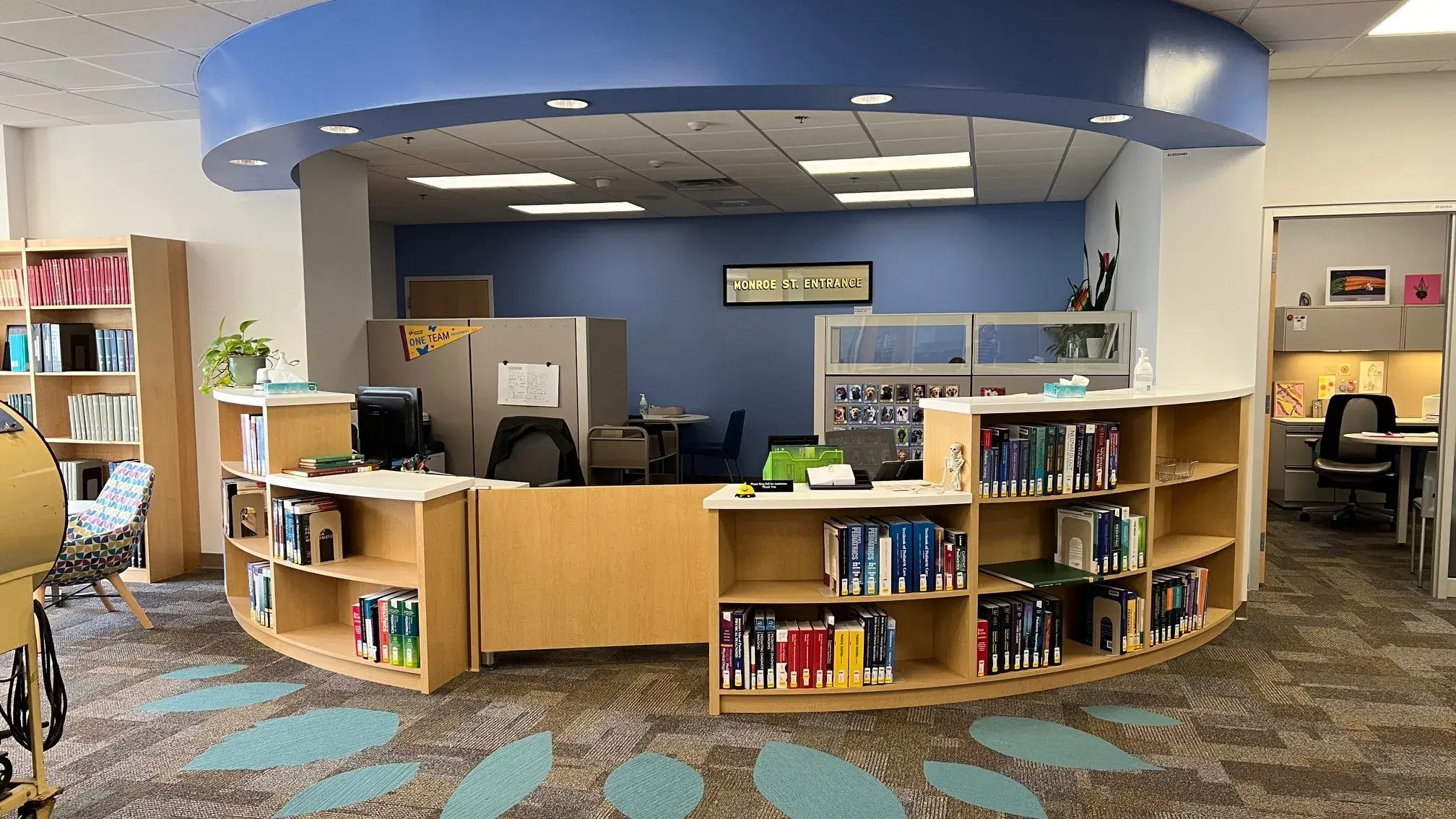 Front desk area of the Nationwide Children's Hospital Medical Library